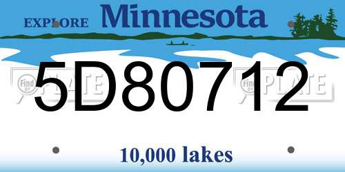 5D80712 Minnesota License Plate