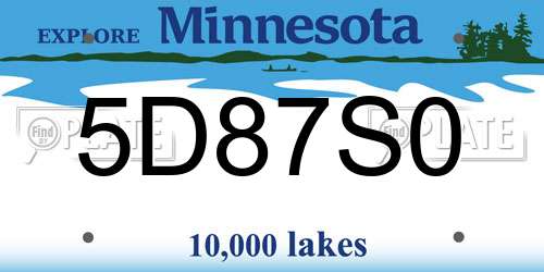5D87S0 Minnesota License Plate