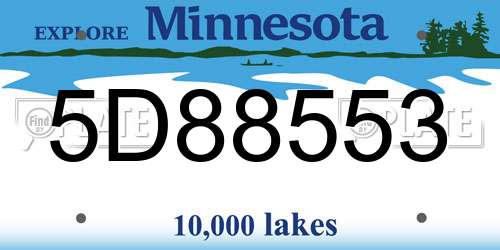 5D88553 Minnesota License Plate