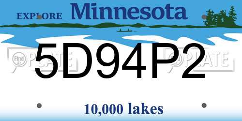 5D94P2 Minnesota License Plate