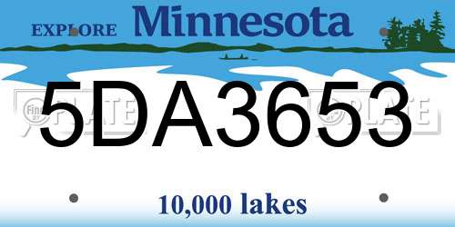 5DA3653 Minnesota License Plate