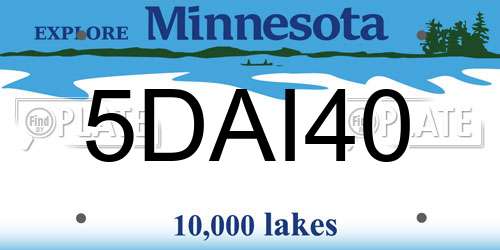 5DAI40 Minnesota License Plate
