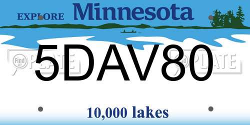 5DAV80 Minnesota License Plate