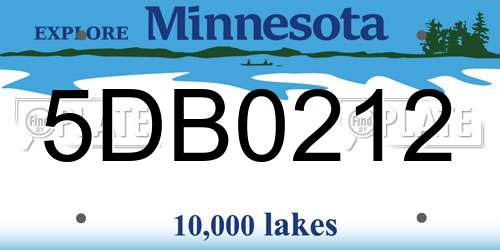 5DB0212 Minnesota License Plate