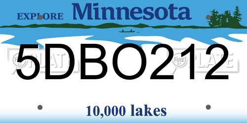 5DBO212 Minnesota License Plate