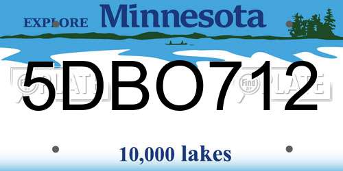 5DBO712 Minnesota License Plate