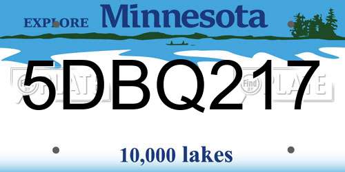 5DBQ217 Minnesota License Plate