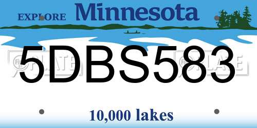 5DBS583 Minnesota License Plate