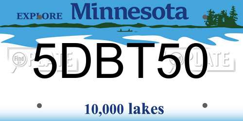 5DBT50 Minnesota License Plate