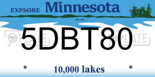 5DBT80 Minnesota License Plate