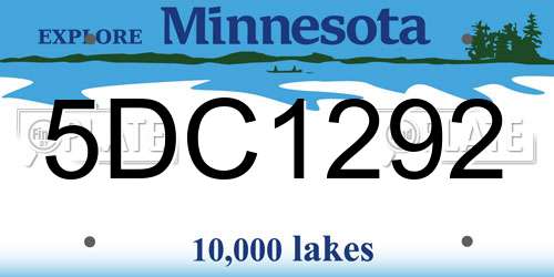 5DC1292 Minnesota License Plate