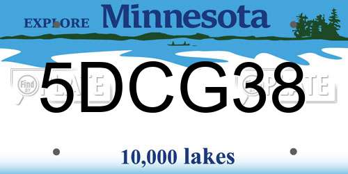 5DCG38 Minnesota License Plate