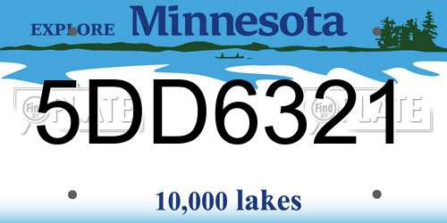 5DD6321 Minnesota License Plate