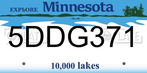 5DDG371 Minnesota License Plate