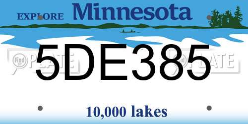 5DE385 Minnesota License Plate