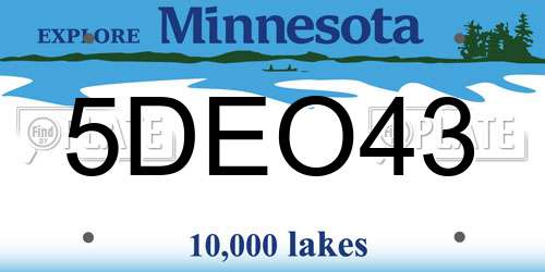 5DEO43 Minnesota License Plate
