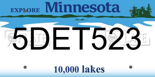 5DET523 Minnesota License Plate