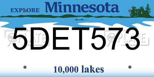5DET573 Minnesota License Plate