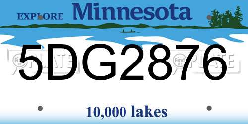 5DG2876 Minnesota License Plate
