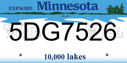 5DG7526 Minnesota License Plate