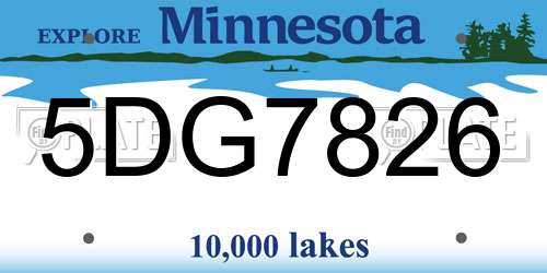 5DG7826 Minnesota License Plate