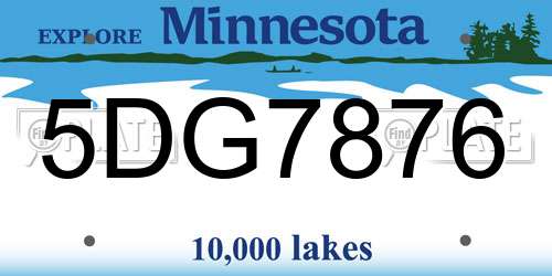 5DG7876 Minnesota License Plate