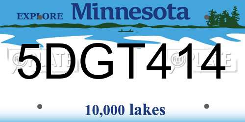 5DGT414 Minnesota License Plate