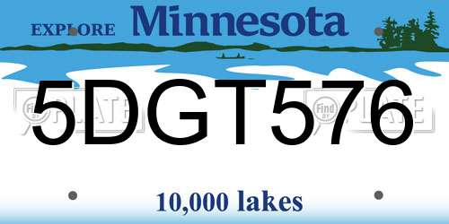 5DGT576 Minnesota License Plate