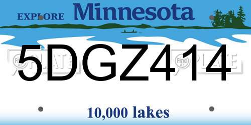 5DGZ414 Minnesota License Plate