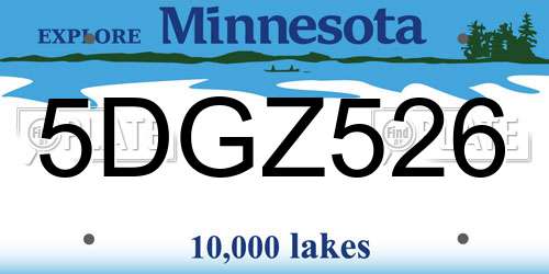 5DGZ526 Minnesota License Plate