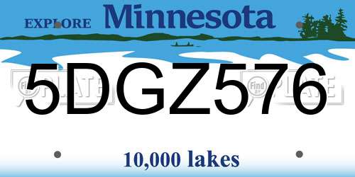 5DGZ576 Minnesota License Plate