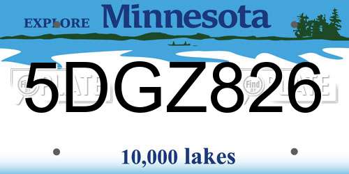 5DGZ826 Minnesota License Plate