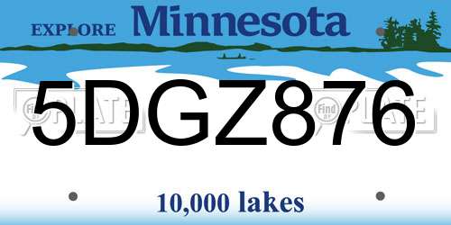 5DGZ876 Minnesota License Plate