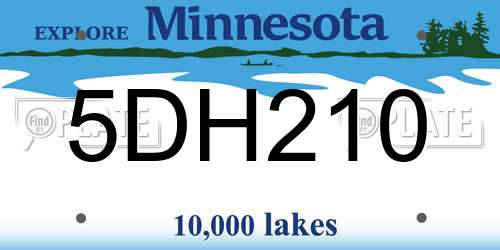 5DH210 Minnesota License Plate