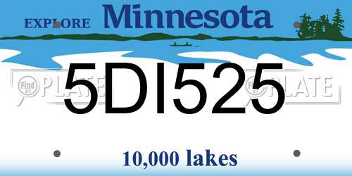 5DI525 Minnesota License Plate