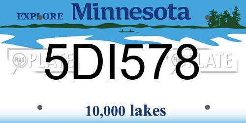 5DI578 Minnesota License Plate