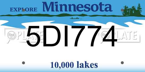 5DI774 Minnesota License Plate