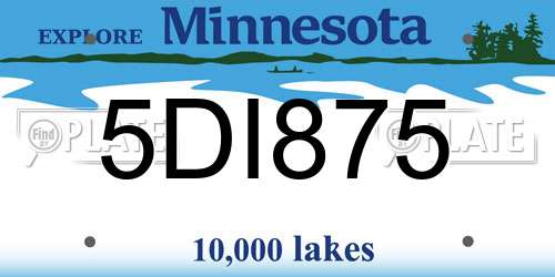 5DI875 Minnesota License Plate