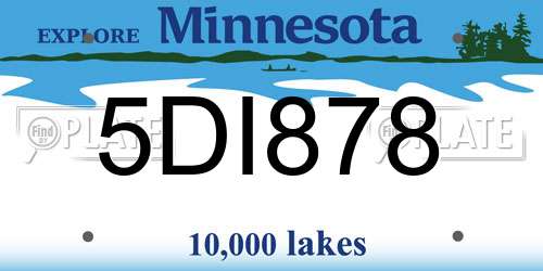 5DI878 Minnesota License Plate
