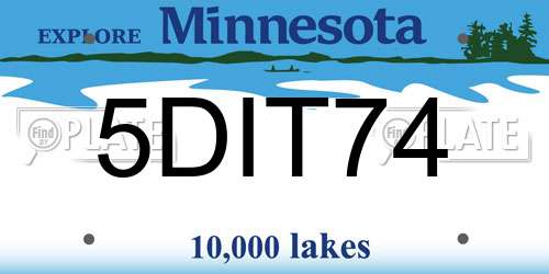 5DIT74 Minnesota License Plate