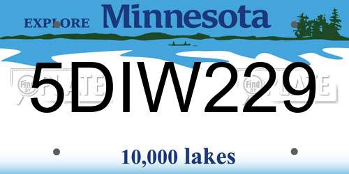 5DIW229 Minnesota License Plate
