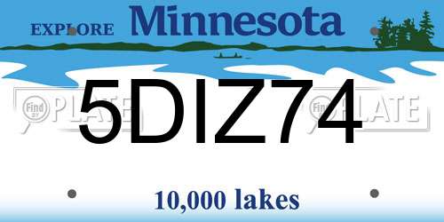 5DIZ74 Minnesota License Plate