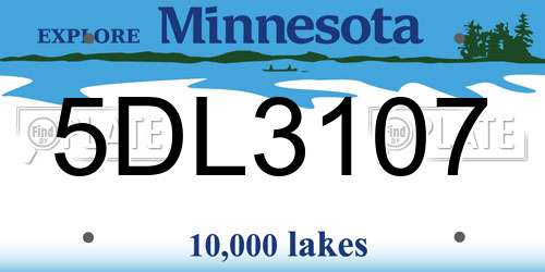 5DL3107 Minnesota License Plate