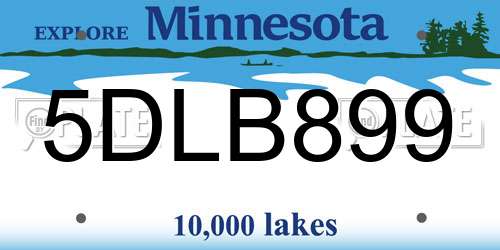 5DLB899 Minnesota License Plate