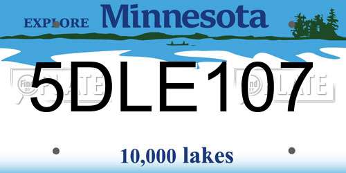 5DLE107 Minnesota License Plate