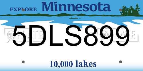 5DLS899 Minnesota License Plate