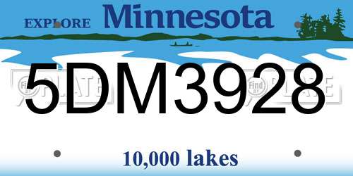 5DM3928 Minnesota License Plate