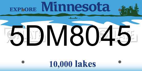 5DM8045 Minnesota License Plate