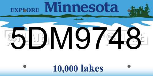 5DM9748 Minnesota License Plate