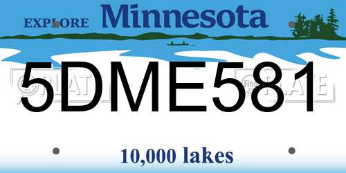 5DME581 Minnesota License Plate